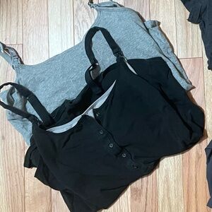 Women's Maternity Black and Gray Nursing Tops
